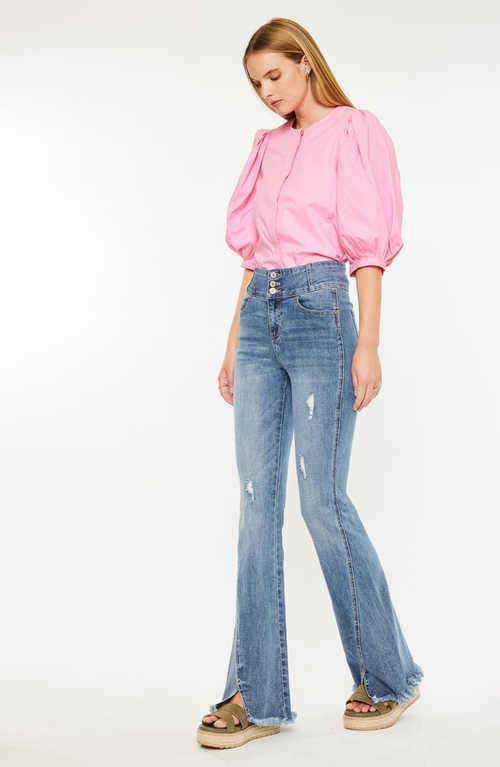 Kancan Miranda Ultra High Rise Flare Jeans In Blue