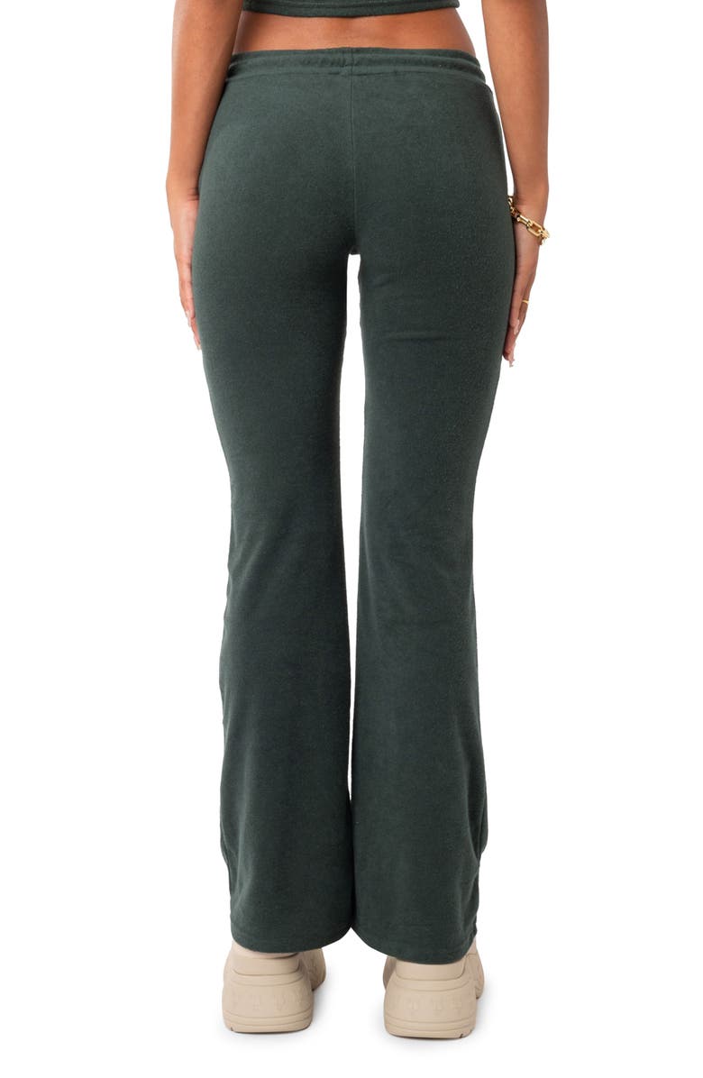 EDIKTED Terry Low Rise Flare Leg Pants, Alternate, color, Green