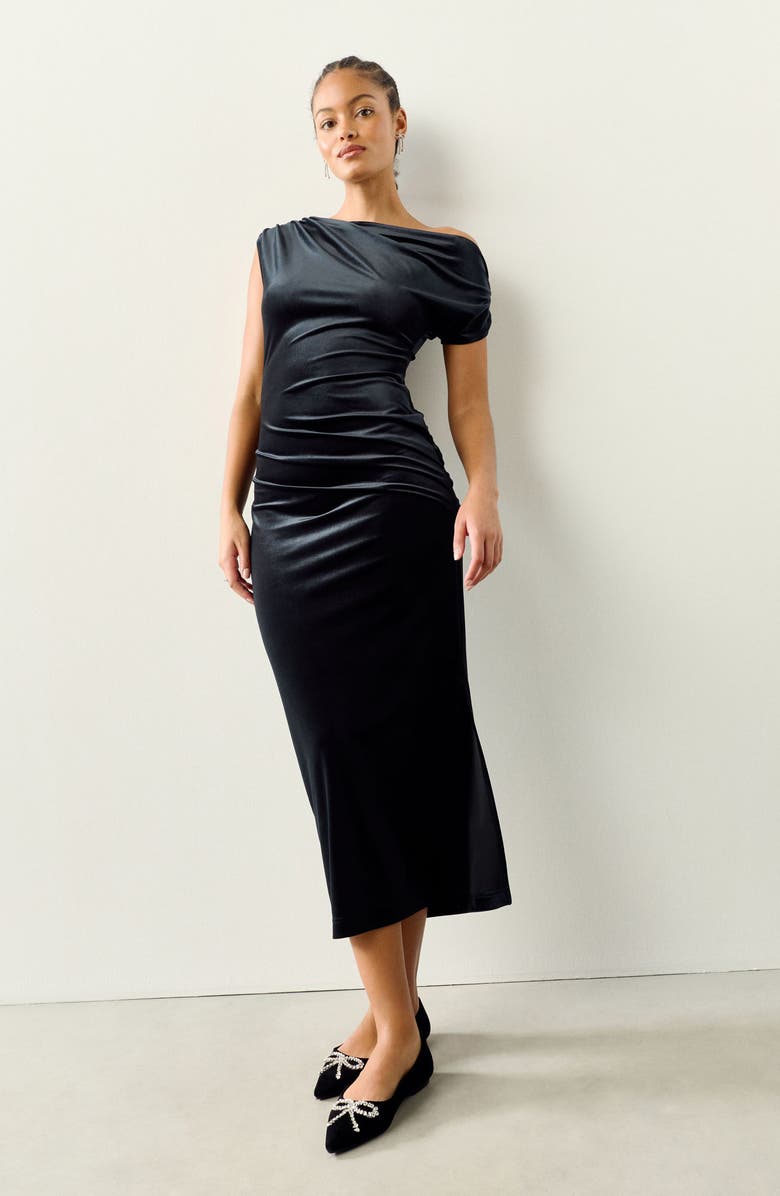 NEXT One-Shoulder Velvet Cocktail Dress, Alternate, color, Black