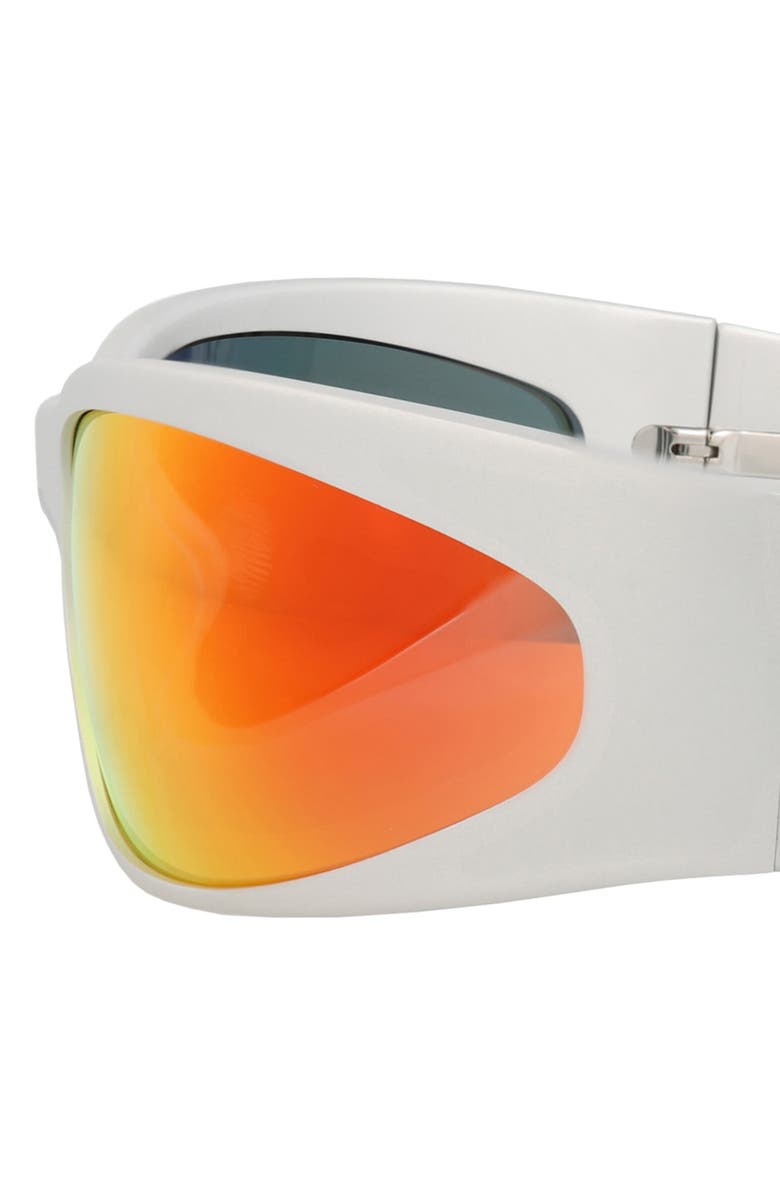 Balenciaga 77mm Wrap Sunglasses, Alternate, color, Silver Silver Red