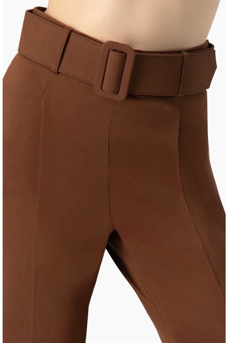 Straight-Leg Gabardine Pants with Belt, Alternate, color, Brown