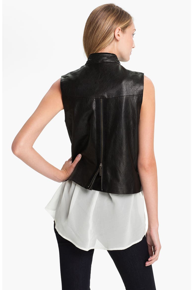 Zip Back Leather Vest, Alternate, color, RICH BLACK