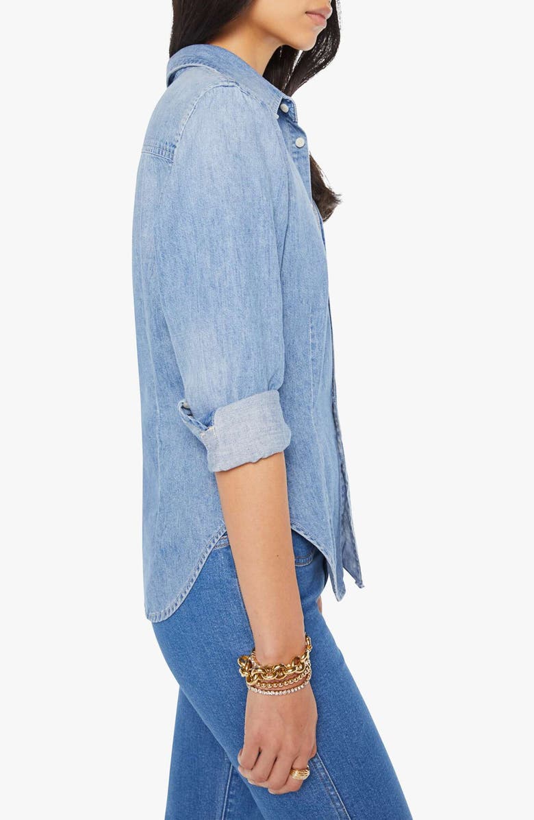 MOTHER The Itty Bitty Pinchie Frenchie Denim Button-Up Shirt, Alternate, color, 