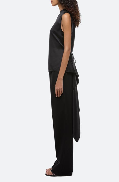 Helmut Lang Scarf Drape Detail Reversible Silk Top In Black