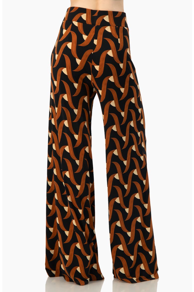 Geometric Strech Wide Pants, Alternate, color, Multi-Brown