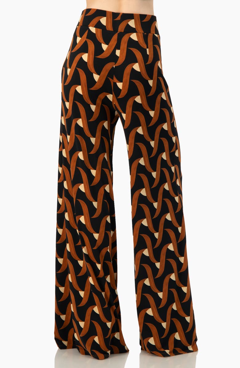 IVONNE Geometric Strech Wide Pants, Alternate, color, Multi-Brown
