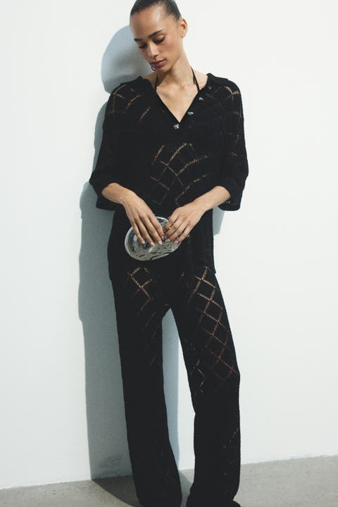 Crochet-look Trousers