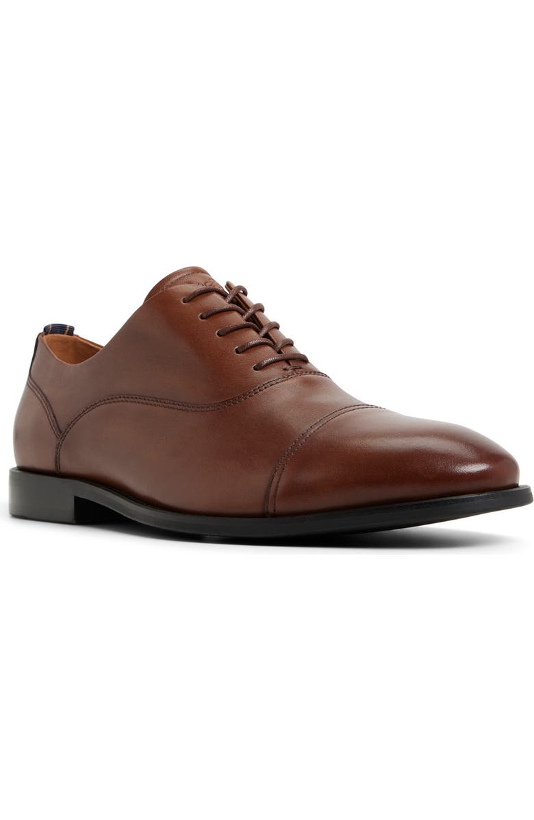 Brooks Brothers Cassel Cap Toe Oxford, Main, color, Cognac Leather Smooth