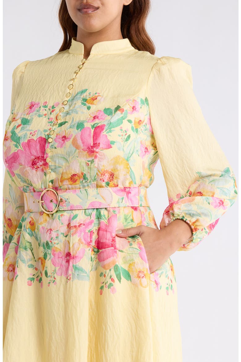 Placed Floral Long Sleeve Dress, Alternate, color, BUTTERCUP MULTI