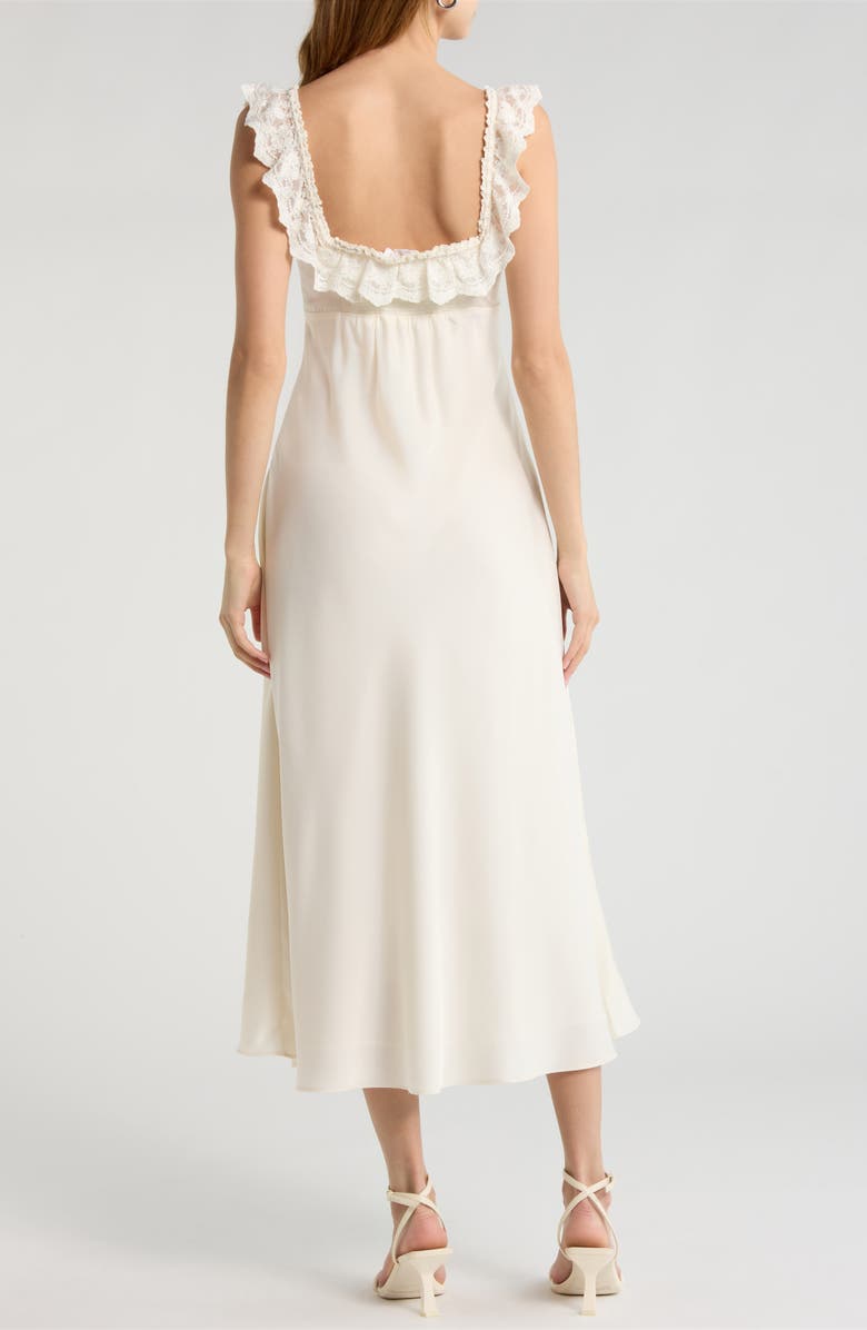 ASTR the Label Makiya Lace Trim Satin Dress, Alternate, color, Cream