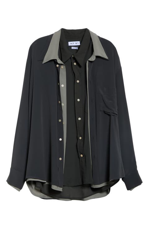 Georgette Triple Layered Look Button-Up Shirt