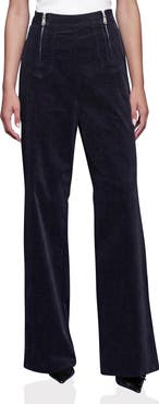 Avec Les Filles Double Zipper Wide Leg Velvet Pants