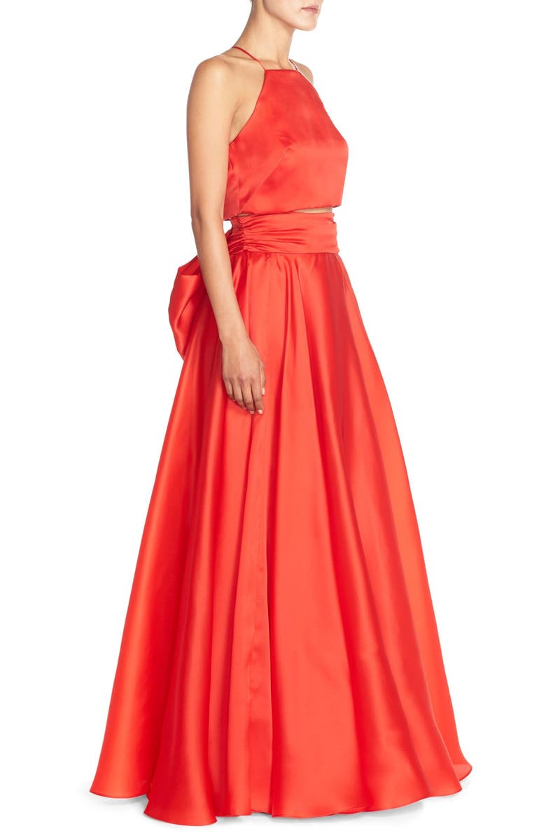 Milly Silk Satin Bow Back Ball Skirt, Alternate, color, 