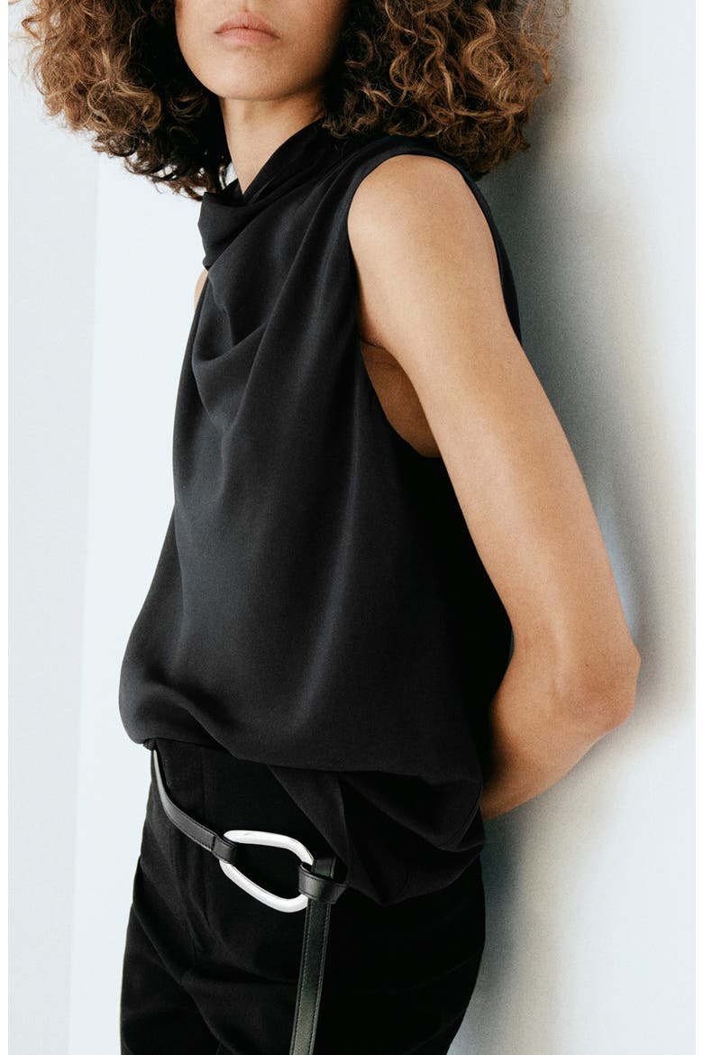Georges Draped Neck Tank, Alternate, color, BLACK
