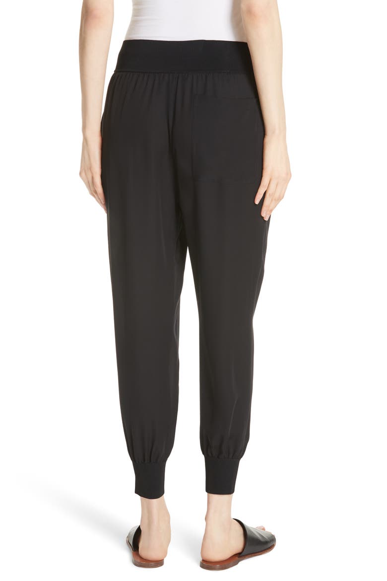Silk Jogger Pants, Alternate, color, BLACK