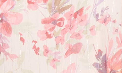 Shop Sl Fashions Tiered Floral Cocktail Midi Dress In Peach Multi