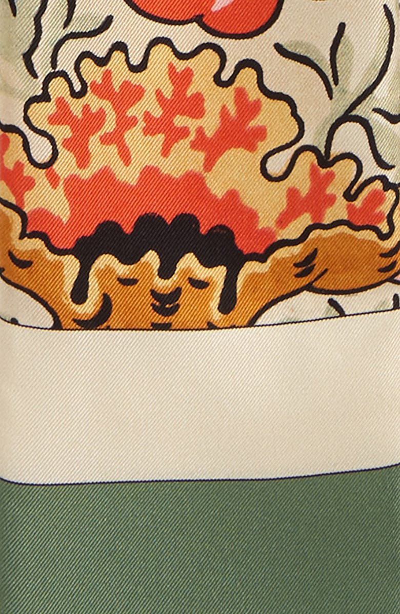 Burberry Floral & TB Monogram Print Skinny Silk Scarf, Alternate, color, 