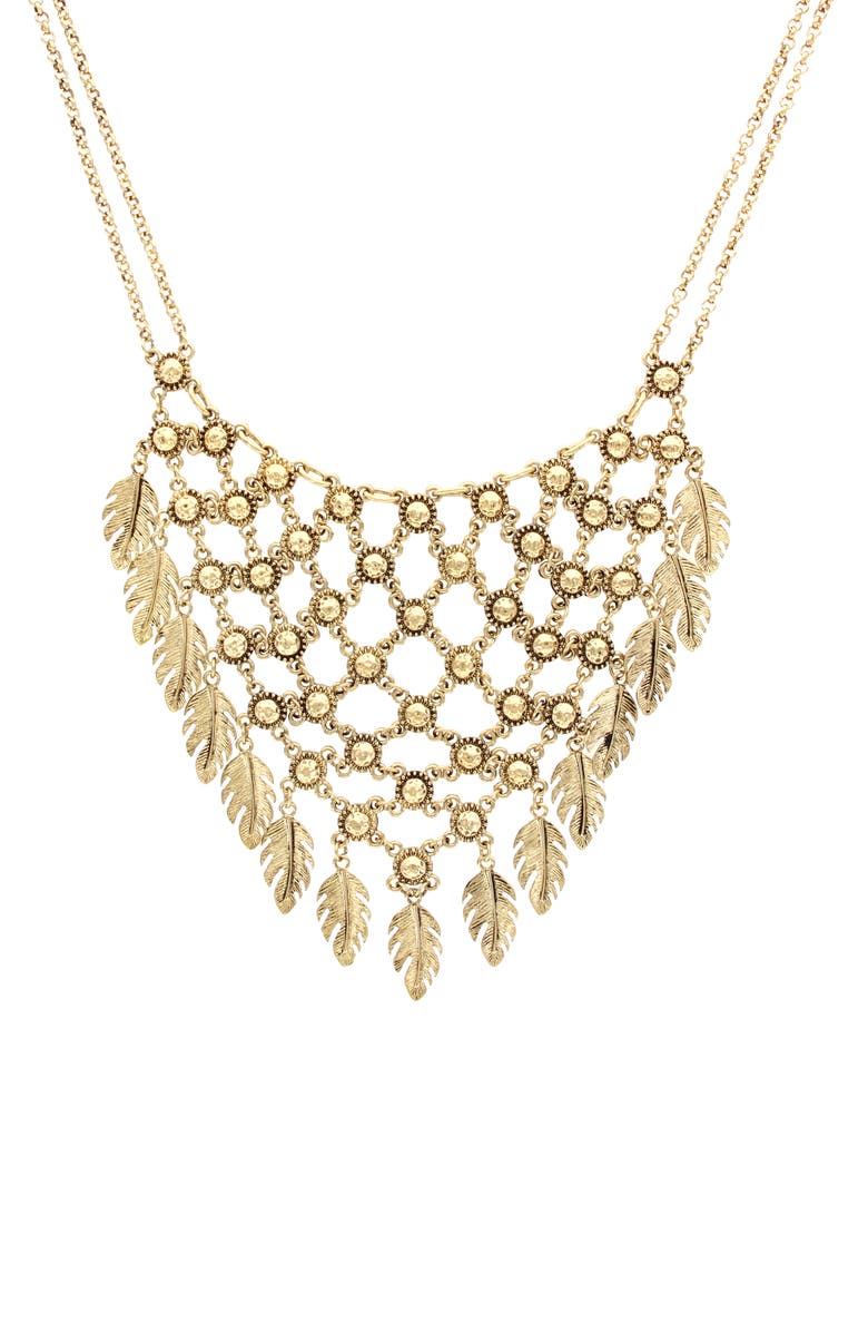 OLIVIA WELLES Feather Bib Necklace, Main, color, Gold