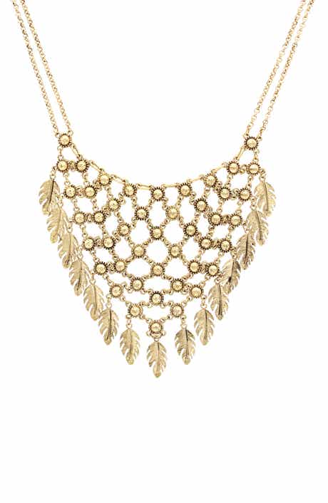 OLIVIA WELLES Feather Bib Necklace