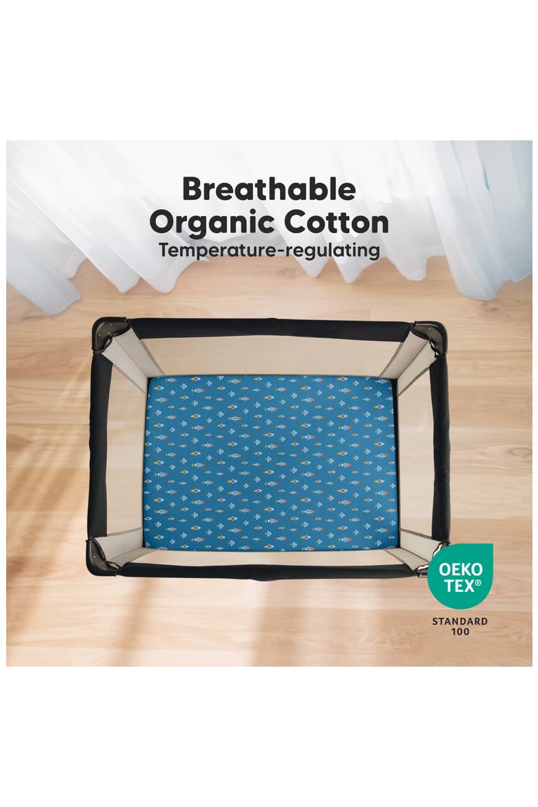 Soothe Fitted Mini Crib Sheet, Alternate, color, Space Quest