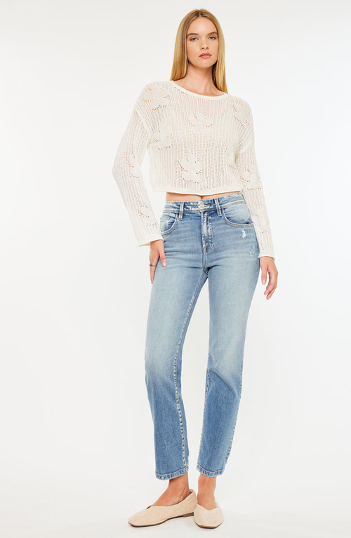Kancan Premier Ellie Premier High Rise Straight Jeans In Medium Wash