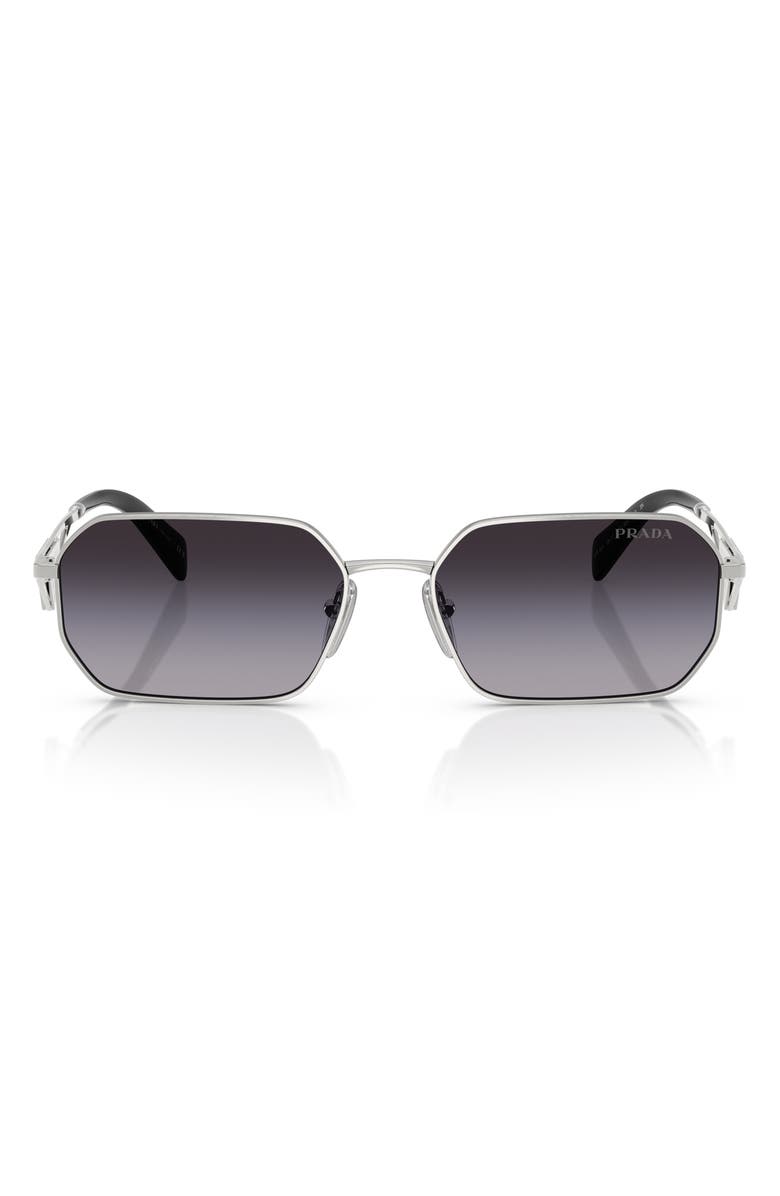 Prada 58mm Gradient Rectangular Sunglasses, Main, color, Silver