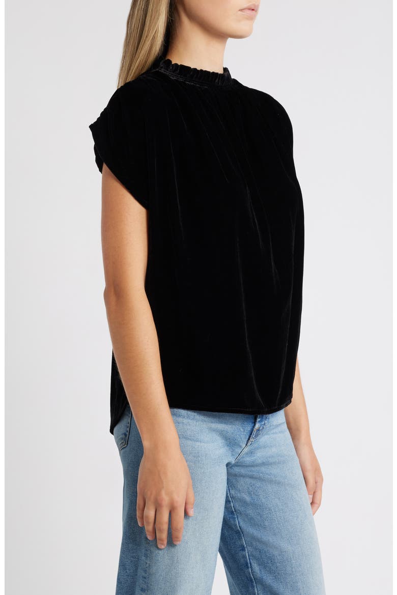 Extended Sleeve Velvet Top, Alternate, color, BLACK
