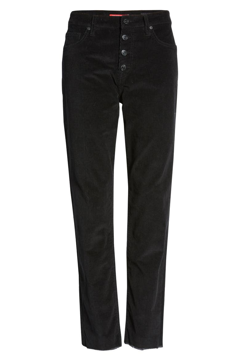 Zadie High Waist Corduroy Straight Leg Pants, Alternate, color, BLACK