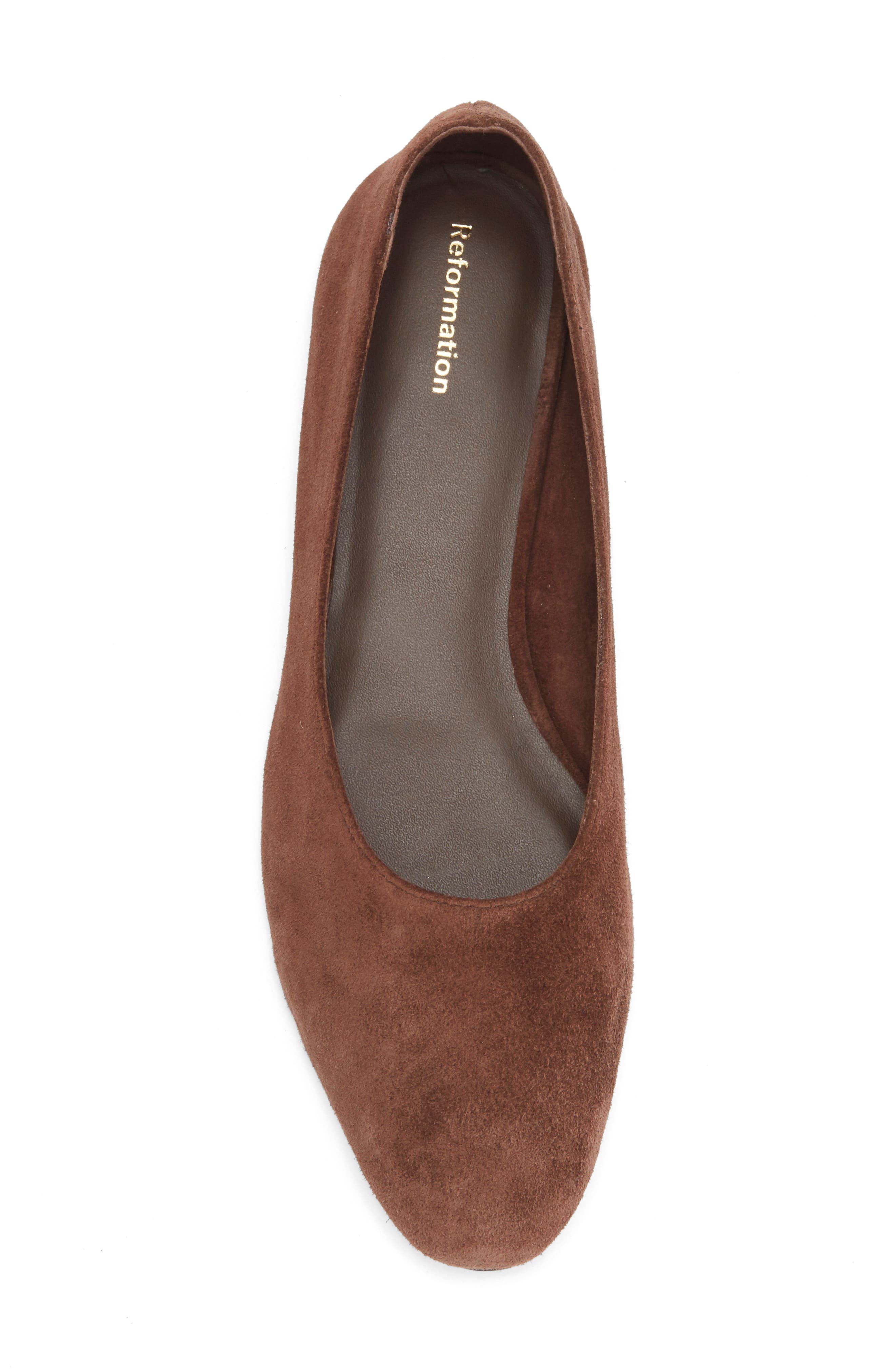 Reformation Maren Ballet Flat, Alternate, color, Espresso Suede