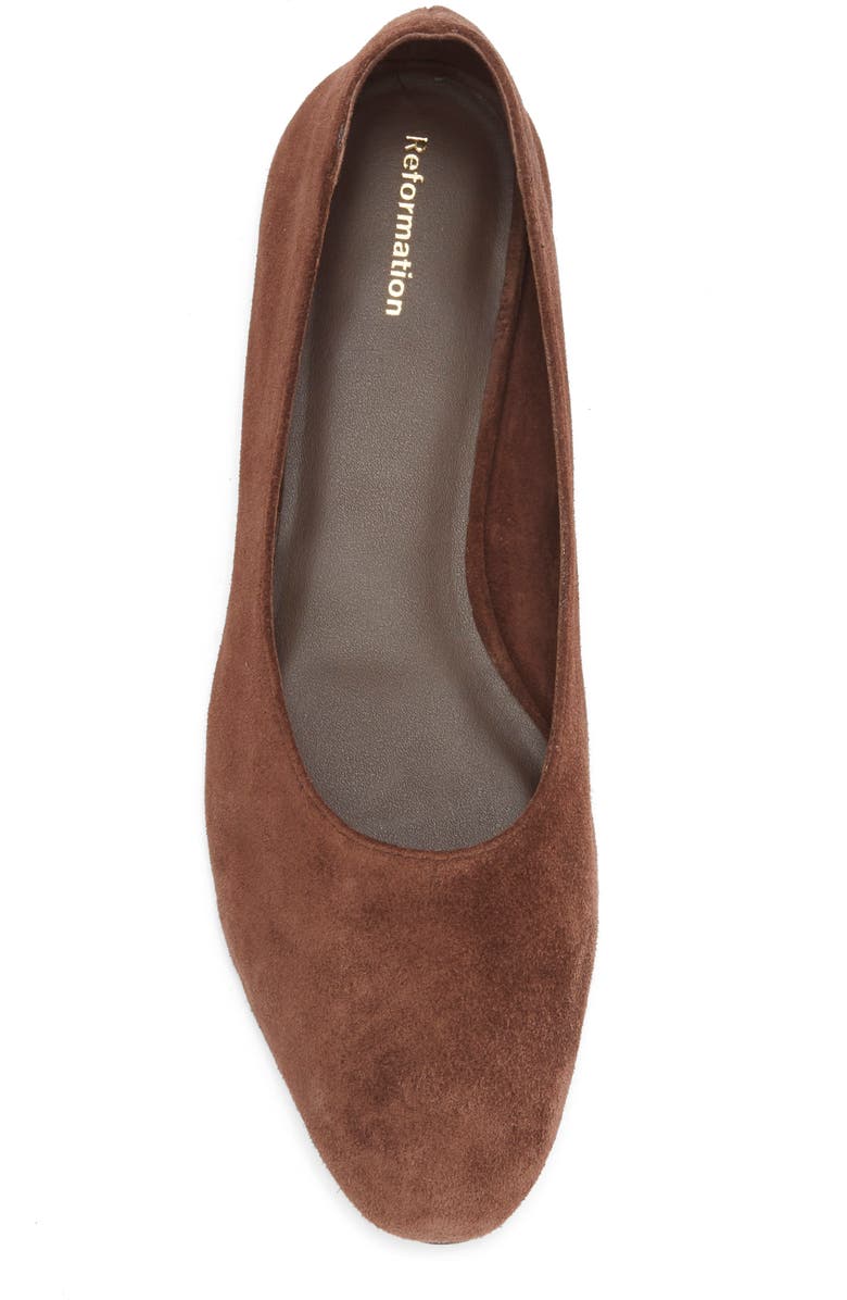 Reformation Maren Ballet Flat, Alternate, color, Espresso Suede