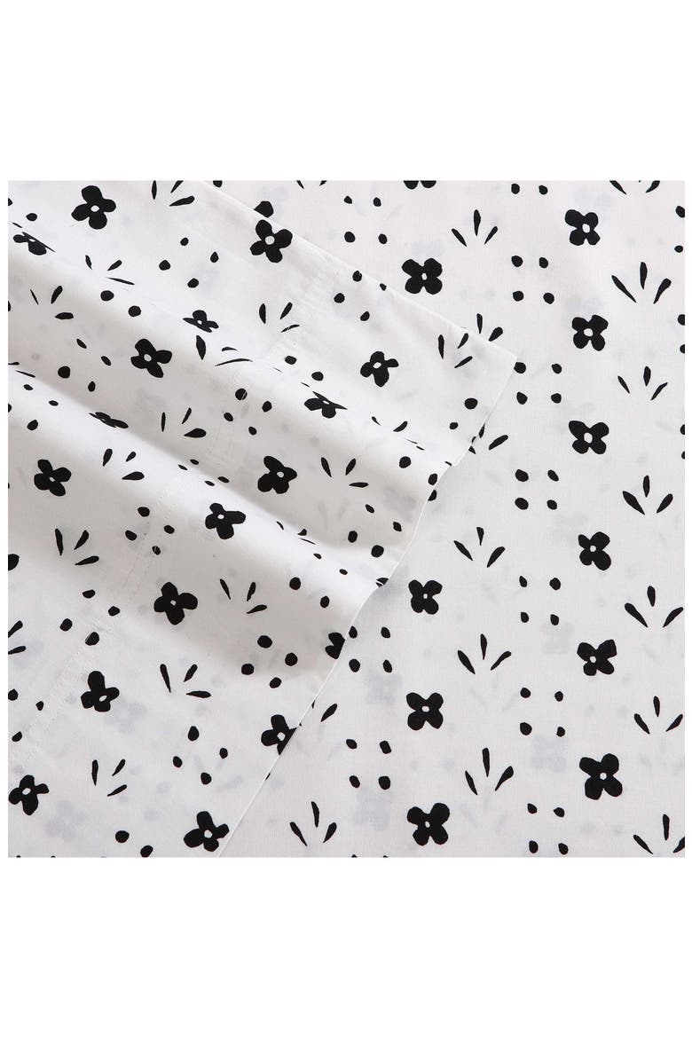 Kukkaketo 200 Thread Count Cotton Percale King Sheet Set, Alternate, color, BLACK