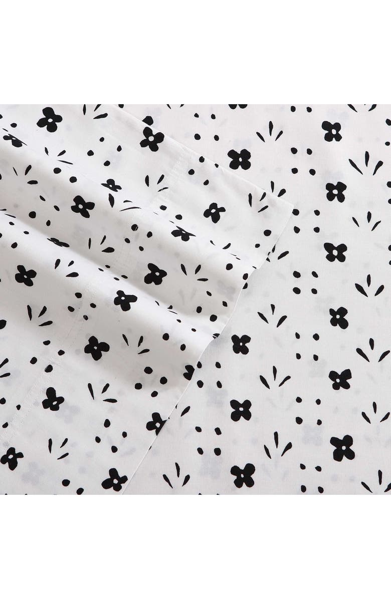 Marimekko Kukkaketo 200 Thread Count Cotton Percale King Sheet Set, Alternate, color, Black