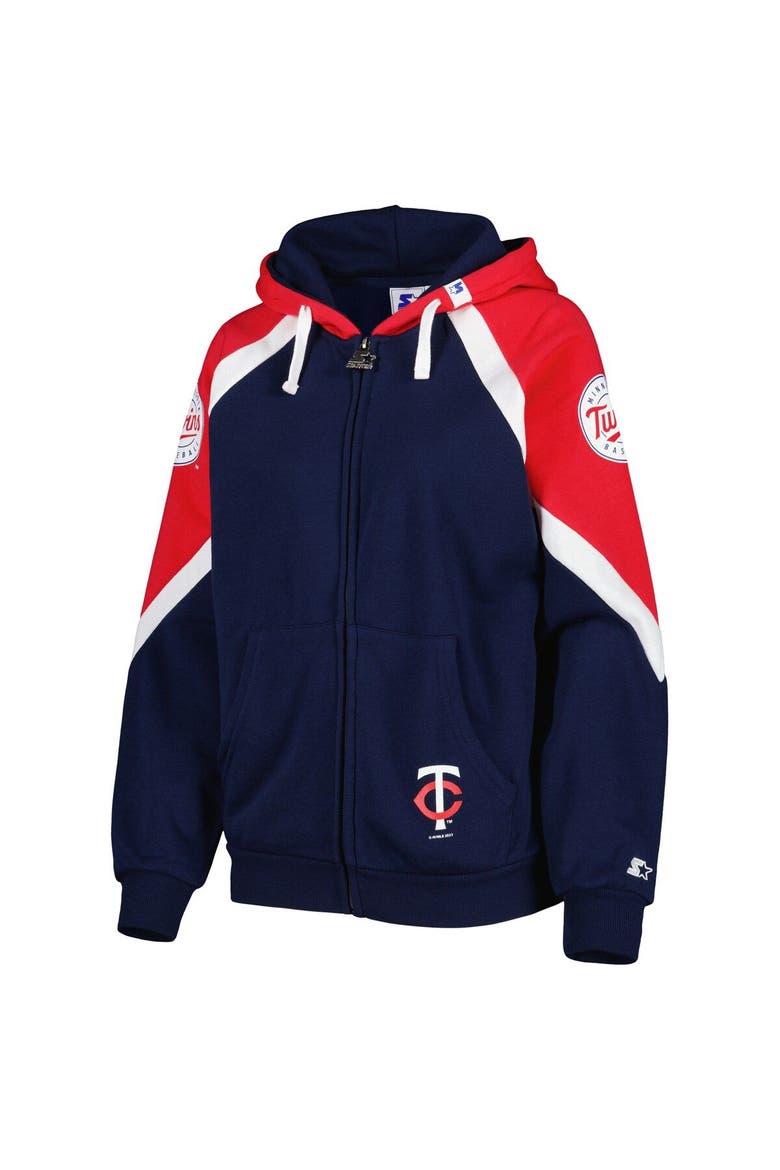 Women's Starter Navy/Red Minnesota Twins Hail Mary Full-Zip Hoodie, Alternate, color, Navy