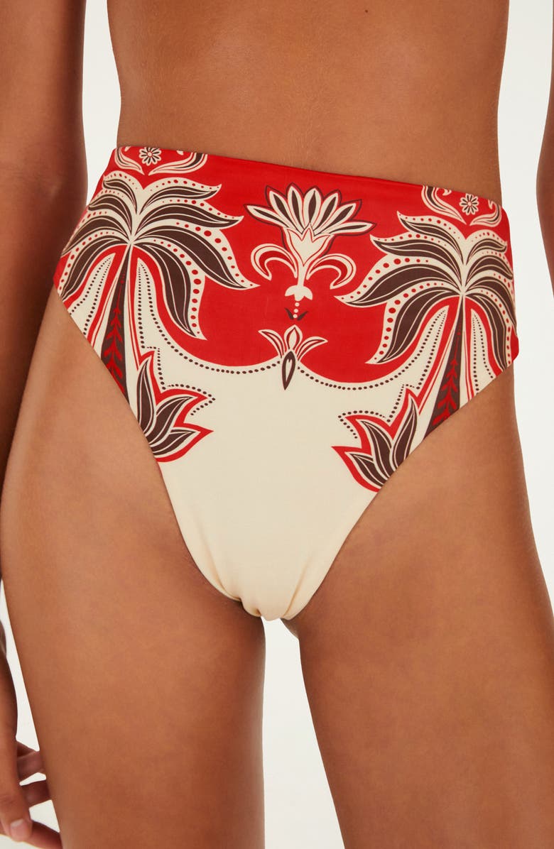 FARM Rio Ainika High Leg High Waist Bikini Bottoms, Alternate, color, Red