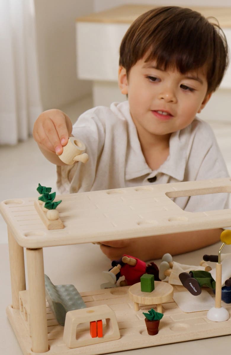 PlanToys<sup>®</sup> Dollhouse Gathering Flat with Sunroom, Alternate, color, Brown