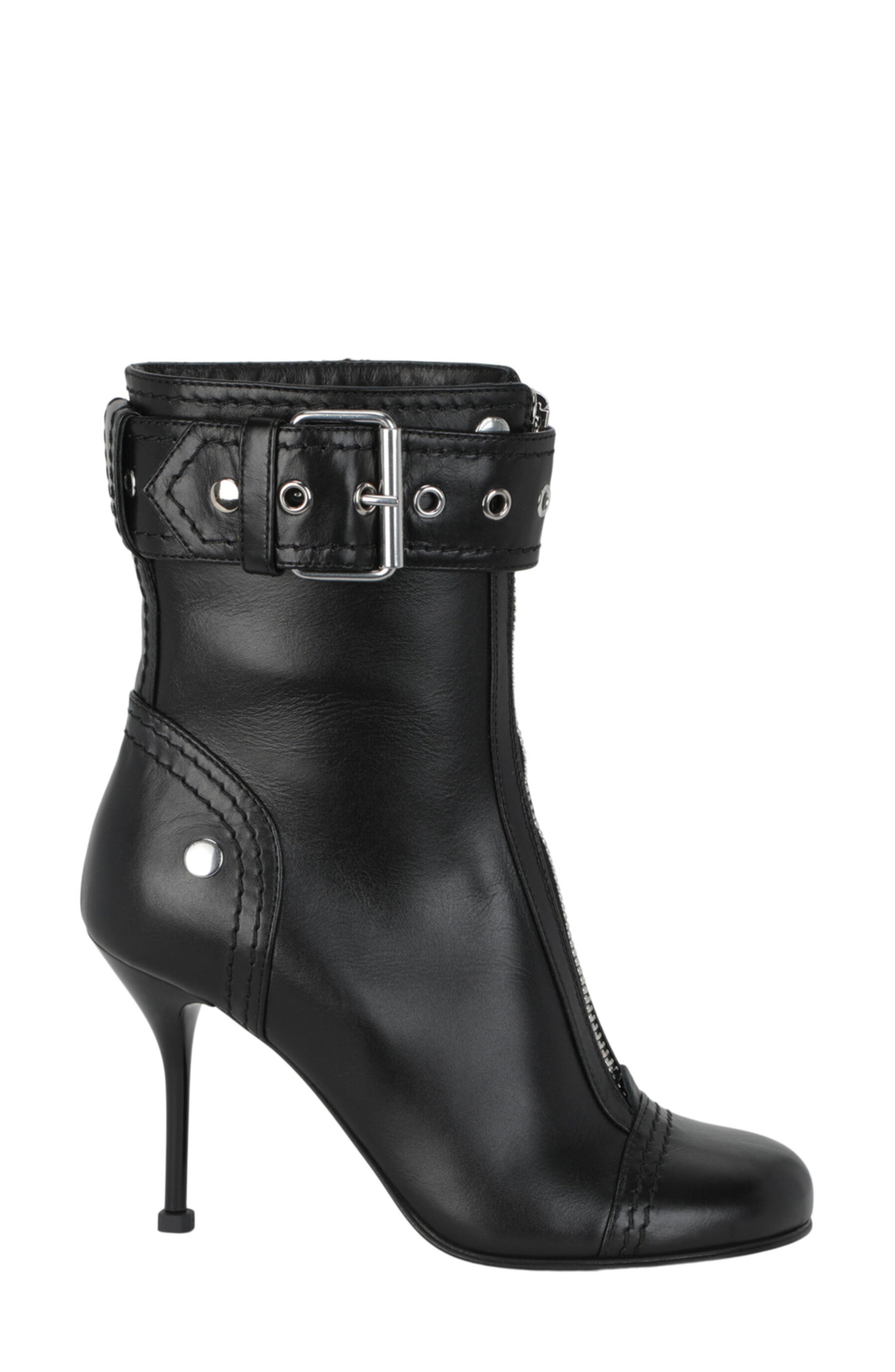 McQueen Buckle Ankle Bootie, Alternate, color, Black Silver