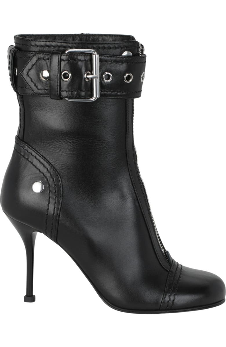 McQueen Buckle Ankle Bootie, Alternate, color, Black Silver