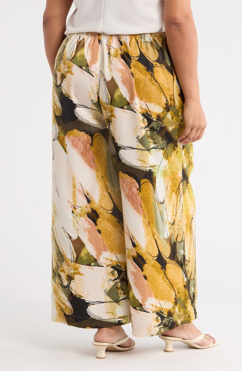 Adrianna Papell Side Tie Wide Leg Satin Pants, Alternate, color, Oil Green Goldsmith