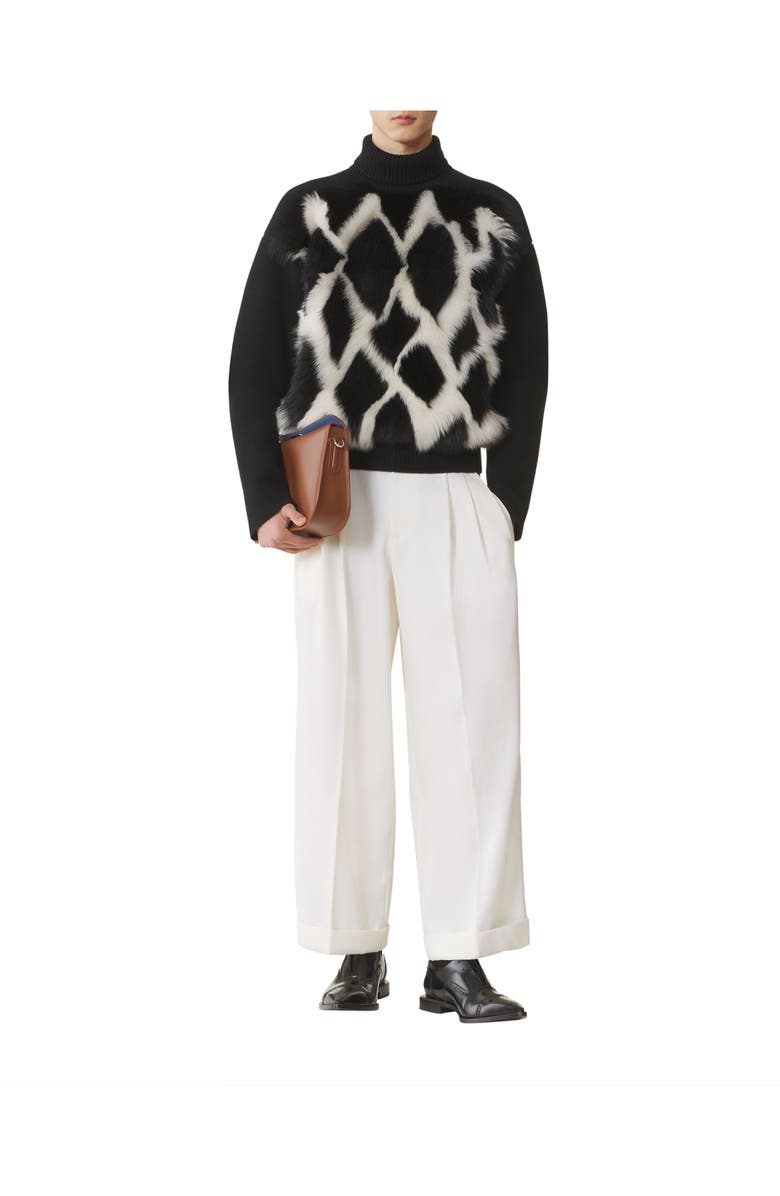 Lanvin Wide-Leg Wool Pants, Alternate, color, Ecru