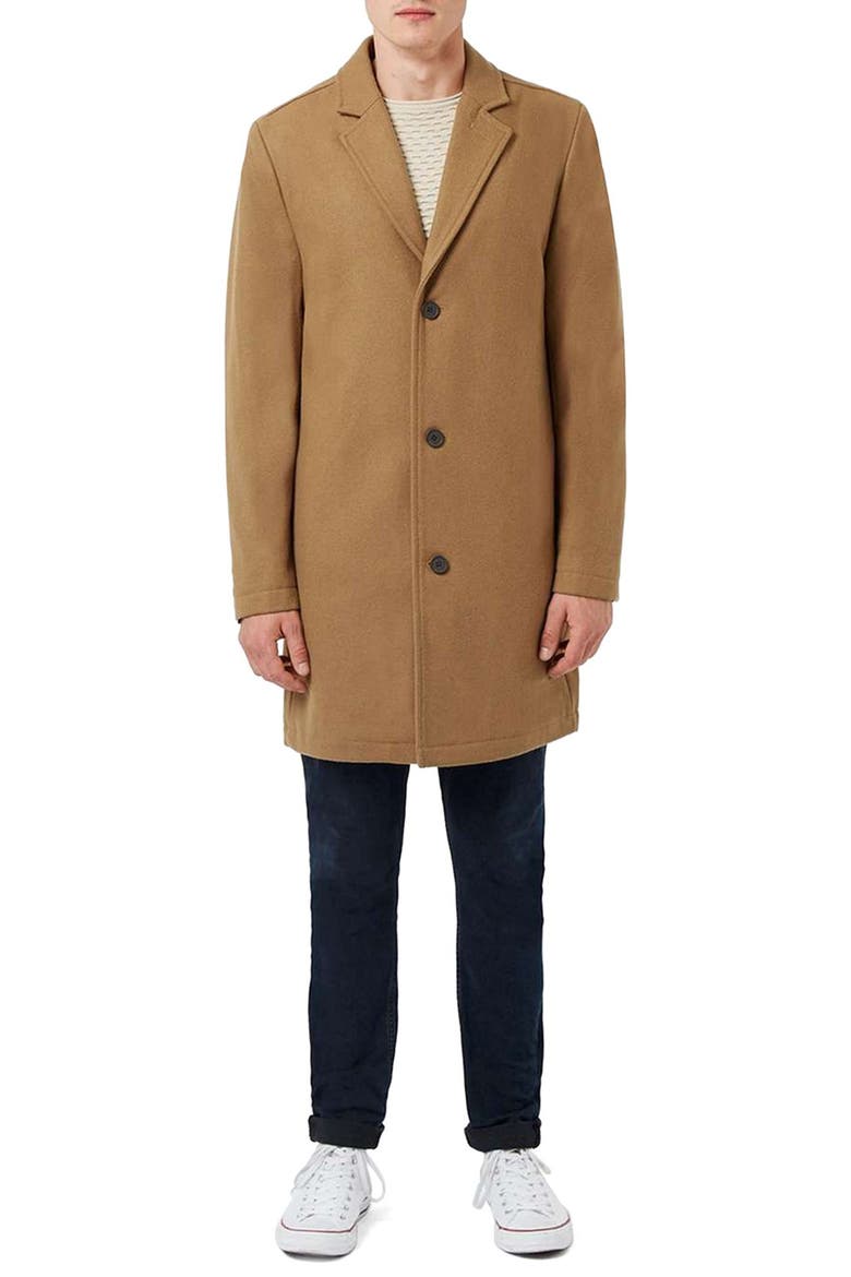 Wool Blend Overcoat, Alternate, color, BROWN
