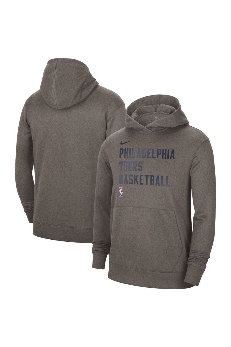 Unisex Nike Heather Gray Philadelphia 76ers 2023/24 Performance Spotlight On-Court Practice Pullover Hoodie, Main, color, Heather Gray