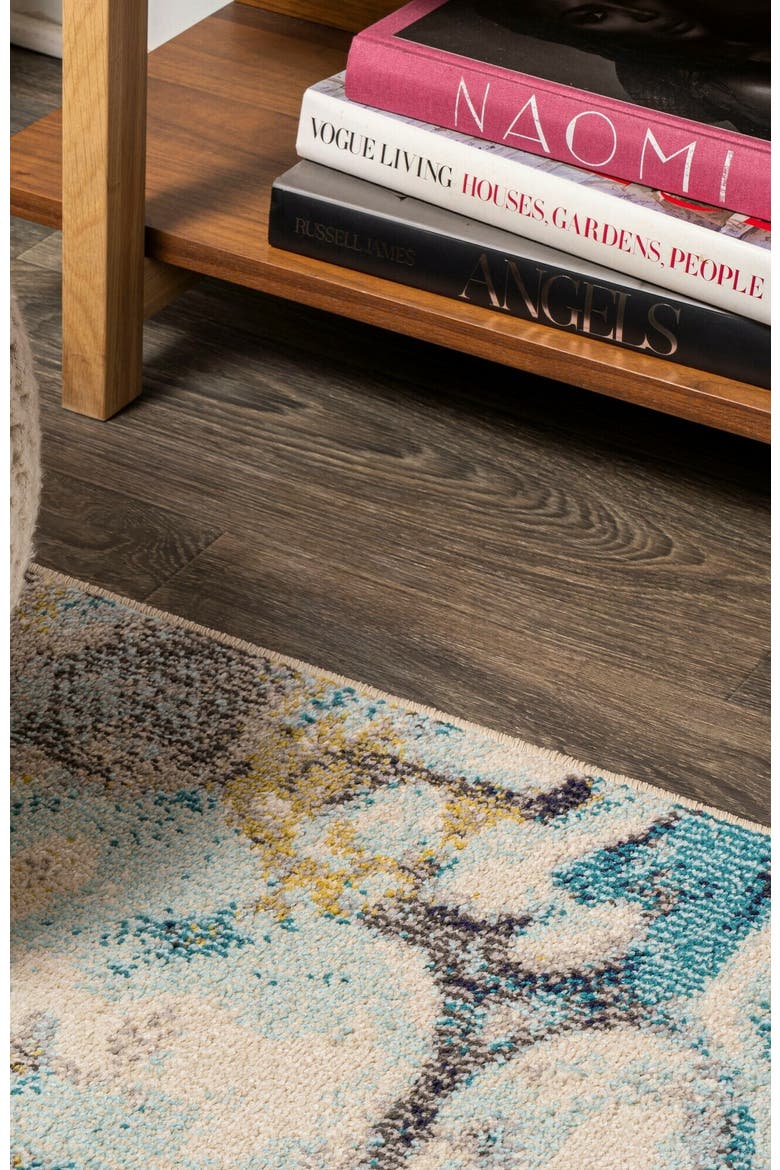 Pebble Marbled Abstract Area Rug, Alternate, color, Blue/Beige