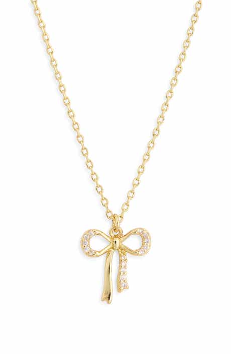 NORDSTROM RACK Cubic Zirconia Bow Pendant Necklace