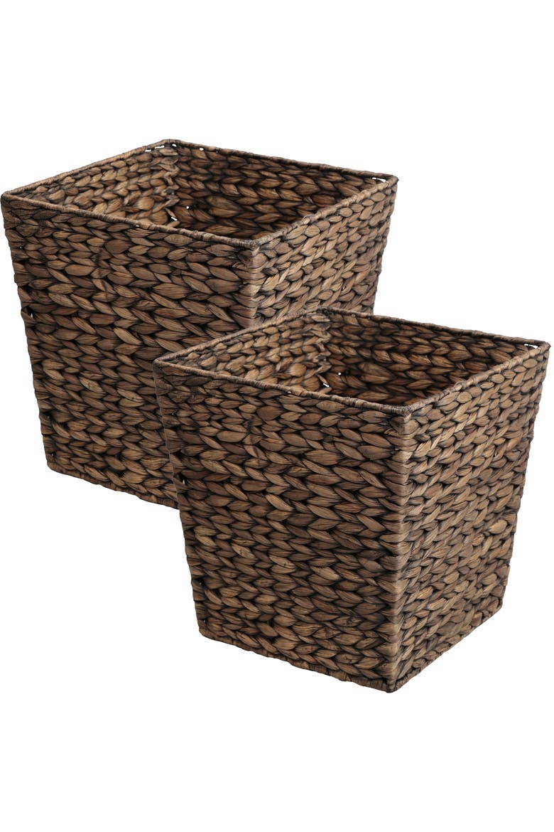 Handwoven Water Hyacinth 4.8-Gallon Tapered Square Wicker Watebasket, Main, color, Brown