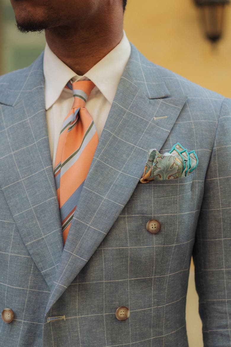 Londra - Silk Pocket Square for Men, Alternate, color, Aqua