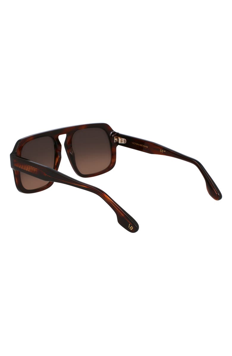 Victoria Beckham Chain Core Wire 53mm Gradient Modified Rectangular Sunglasses, Alternate, color, Brown Horn