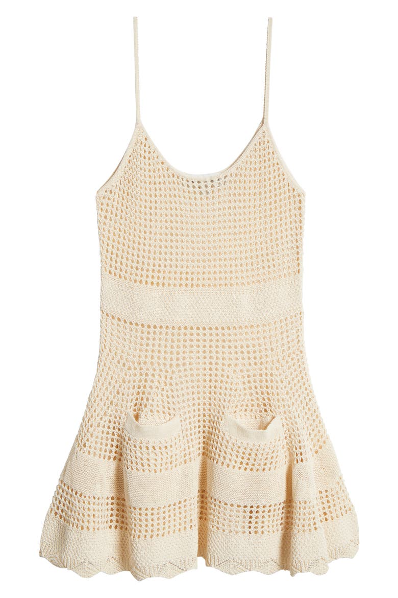 The Ulla Open Stitch Cotton Blend Cover-Up Dress, Alternate, color, BRULE