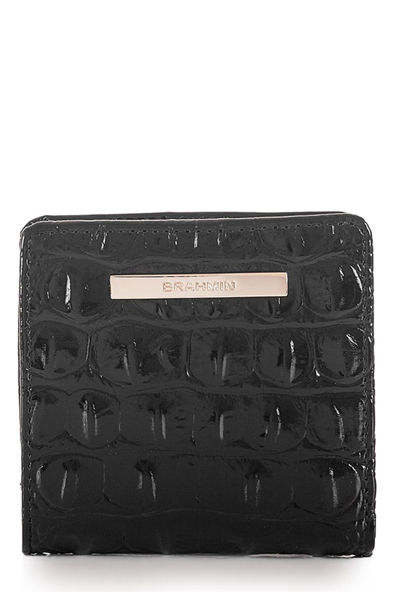 Jane Croc Embossed Leather Wallet, Main, color, BLACK