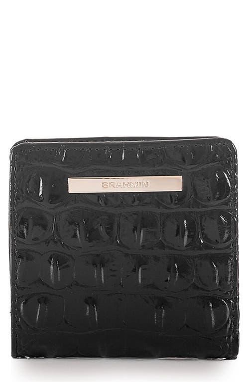 Brahmin Jane Croc Embossed Leather Wallet In Black Melbourne