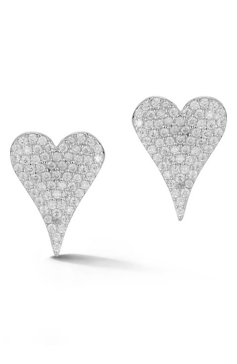 GLAZE JEWELRY Pavé CZ Heart Stud Earrings